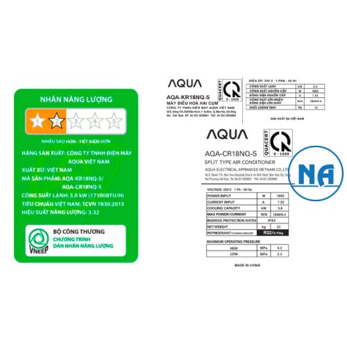 Máy lạnh Aqua 2.0 HP (2 Ngựa) AQA-KCR18NQ-S